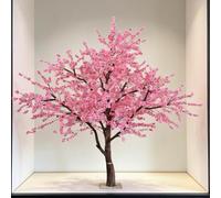 KIBONCY Large Artificial Cherry Blossom Tree, Faux Flowering with Abundant Pink Blossoms, Bendable Branches Fake for Store Window, Hotel Lobby(2mx1.8m)