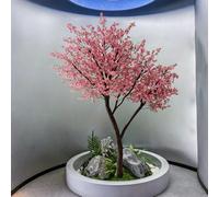 KIBONCY Large Indoor Decorative Artificial Cherry Blossom Landscape Tree, Fade Resistant Faux Pink Sakura, Round Load-Bearing Planter Fake for Office