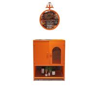 KIBONCY Lavabo De Mano Independiente De Listones Verticales De Acero Inoxidable con Gabinete De Almacenamiento De Malla, Fregadero Utilitario De Base Elevada For Trastienda Minorista(Style7)
