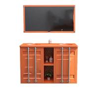 KIBONCY Lavabo De Manos Independiente De Acero Inoxidable De Una Sola Puerta Estilo Contenedor con Sujetadores De Varilla Vertical, Fregadero De Gabinete Cerrado For Baño Industrial(Style21)