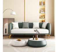 KIBONCY Leather Couch, Curved Armrest Two Tone Loveseat Sofa, Quick Assembly Golden Metal Leg Living Room Furniture for Tiny Condo Studio(B,174cm)