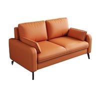 KIBONCY Leather Loveseat Couch, 2-Seater Deep Seat Upholstered Sofa with Wide Padded Curved Armrest, Easy to Clean Small for Home Office(D,70cm)