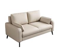KIBONCY Leather Loveseat Couch, 2-Seater Deep Seat Upholstered Sofa with Wide Padded Curved Armrest, Easy to Clean Small for Home Office(B,120cm)