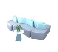 KIBONCY Light Blue & Gray Modular Office Sofa Set,Reconfigurable System Stain-Resistant Seating for Hospitality(F)