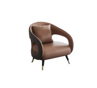 KIBONCY Light Luxury Hollow Curved Back Lounge Chair, Waterproof PU Leather Upholstered Guest Accent, Ergonomic Padded Single Sofa for Apartment Hotel(A)