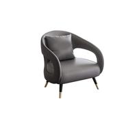 KIBONCY Light Luxury Hollow Curved Back Lounge Chair, Waterproof PU Leather Upholstered Guest Accent, Ergonomic Padded Single Sofa for Apartment Hotel(B)