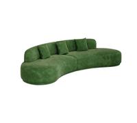 KIBONCY Luxury Crescent Shaped Sectional Sofa, Soft Suede Upholstered Curved Couch, Modern Oversized Deep Seat with Decor Pillows for Living Room(E)