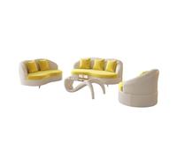 KIBONCY Luxury Modern Sectional Sofa Set Leather Accent Chair Couch Sets with Coffee Table,for Home, Office, Rest Area(9)