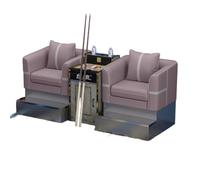 KIBONCY Luxury PU Leather Billiard Spectator Chair Set, 2-Seat Pool Table Viewing Sofa with Side Cabinet Drink Cue Holder for Hall Game Room(B)