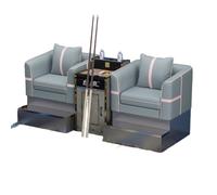 KIBONCY Luxury PU Leather Billiard Spectator Chair Set, 2-Seat Pool Table Viewing Sofa with Side Cabinet Drink Cue Holder for Hall Game Room(D)