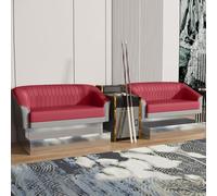 KIBONCY Luxury Seat Billiard Sofa with Accent Table, PU Leather Pool Room Seating, Modern Stainless Steel Base for Game Lounge for Rooms(3)