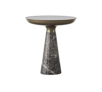 KIBONCY Mesa Auxiliar de mármol Dark Emperador, Mesa Decorativa Redonda con Tapa de Oro Cepillado, diseño de Pedestal Resistente for Entrada, Sala de Estar y decoración del hogar de Alta Gama(A)