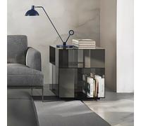 KIBONCY Mesa de Centro Cristal móvil, Estilo Minimalista Italiano - Baja Cuadrada diseño Bauhaus for salón, Muebles for el hogar(Black,Small)