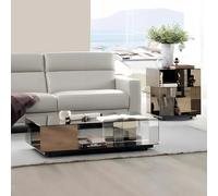 KIBONCY Mesa de Centro Cristal móvil, Estilo Minimalista Italiano - Baja Cuadrada diseño Bauhaus for salón, Muebles for el hogar(Clear,Small)