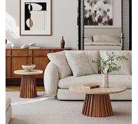 KIBONCY Mesa de Centro de Madera Maciza, Piedra Natural de Cueva, Ideal for Espacios pequeños como Salas de Estar o Apartamentos. Mesa Baja de diseño for Casas de huéspedes(50+80cm)