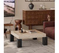 KIBONCY Mesa de Centro de Piedra Natural de Cueva, Estilo Retro francés, pequeña Mesa Cuadrada de Esquina, con Varios Lados pequeños de Piedra.(100 * 100 * 35cm)