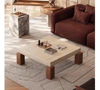 KIBONCY Mesa de Centro de Piedra Natural de Cueva, Estilo Retro Medieval, for Sala de Estar o casa. Mesa de Centro pequeña y Cuadrada.(110 * 110 * 35cm)