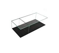 KIBONCY Mesa de Centro Minimalista Italiana Vidrio Templado: Mesa Baja Cuadrada diseño 10 mm Grosor con Base lacada en Negro y Amplio Espacio Almacenamiento. Muebles salón Alta Gama(Rectangle Small)