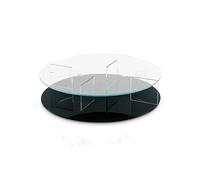 KIBONCY Mesa de Centro Minimalista Italiana Vidrio Templado: Mesa Baja Cuadrada diseño 10 mm Grosor con Base lacada en Negro y Amplio Espacio Almacenamiento. Muebles salón Alta Gama(Circle)
