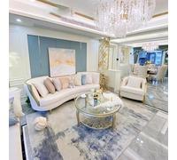 KIBONCY Mesa de Centro Ovalada, Tapa de Espejo con patrón de Encaje de Pan Dorado en el Nivel Inferior, Elegante Mesa de cóctel Estilo Regencia de Hollywood for Salas de Estar glamorosas(B)