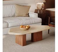 KIBONCY Mesa de Centro Retro de Piedra de Cueva con Forma Especial, Mesa Baja for salón de apartamento pequeño, Mesa de mármol de diseño for alojamiento en casa Particular(126 * 70 * 35cm)