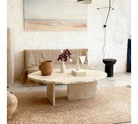 KIBONCY Mesa de Centro Retro for salón, Hecha de Piedra Natural de Cueva, pequeña Mesa Redonda de Esquina con Varios Lados pequeños de Piedra.(100 * 60 * 40CM)