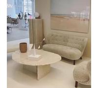 KIBONCY Mesa de Comedor Redonda de mármol, Mesa de pequeña de Piedra Natural, Mesa de de Lujo de Piedra, Mesa Redonda Retro(100 * 60 * 40CM)