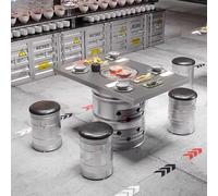 KIBONCY Mesas De Olla Caliente Acero Inoxidable, Bidones Aceite Estilo Industrial, Barbacoa, Mesa Comedor For Acampar Al Aire Libre Y Combinaciones Sillas(C1)