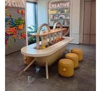 KIBONCY Mesas Hechas a Mano, área de Actividades de Madera Maciza de Estilo Chino, Zona de Lectura, Zona de Entretenimiento for jardín de Infancia, Conjuntos de Mesa y sillas for Estudiantes(A4)