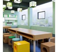 KIBONCY Mesas Hechas a Mano, área de Actividades de Madera Maciza de Estilo Chino, Zona de Lectura, Zona de Entretenimiento for jardín de Infancia, Conjuntos de Mesa y sillas for Estudiantes(A2)