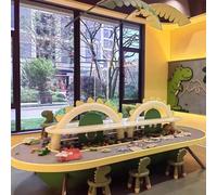 KIBONCY Mesas Hechas a Mano, área de Actividades de Madera Maciza de Estilo Chino, Zona de Lectura, Zona de Entretenimiento for jardín de Infancia, Conjuntos de Mesa y sillas for Estudiantes(A3)