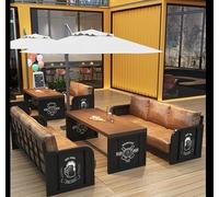 KIBONCY Mesas y sillas industriales de Bar de Viento Qing Bar música Bar Tarjeta sofá Barbacoa café Bistro sofá Comercial(Six-Person Combination)