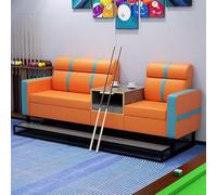 KIBONCY Metal Frame Billiard Viewing Sofa, Stain Resistant Audience, Wear PU Leather Pool Spectator Couch with Cue Storage Rack(H)