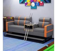 KIBONCY Metal Frame Billiard Viewing Sofa, Stain Resistant Audience, Wear PU Leather Pool Spectator Couch with Cue Storage Rack(J)