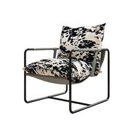 KIBONCY Mid-Century Accent Chair, Modern with Wood Armrests Armchair Lounge with Metal Legs for Living Room Bedroom(D)