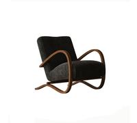 KIBONCY Mid-Century Accent Chair, Neutral Teddy Fleece, Upholstered Armchair Minimalist Bentwood for Home Office(G)