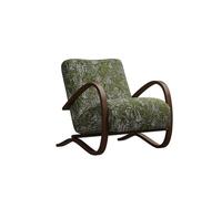 KIBONCY Mid-Century Accent Chair, Neutral Teddy Fleece, Upholstered Armchair Minimalist Bentwood for Home Office(C)