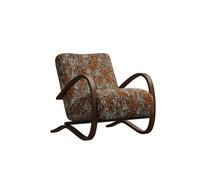 KIBONCY Mid-Century Accent Chair, Neutral Teddy Fleece, Upholstered Armchair Minimalist Bentwood for Home Office(B)
