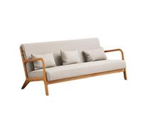 KIBONCY Mid-Century Modern 3-Seater Sofa, Faux Leather, Couch with Solid, with Throw Pillows for Living Room, Apartment, Office(E,150cm)