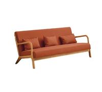 KIBONCY Mid-Century Modern 3-Seater Sofa, Faux Leather, Couch with Solid, with Throw Pillows for Living Room, Apartment, Office(B,65cm)