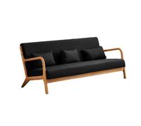 KIBONCY Mid-Century Modern 3-Seater Sofa, Faux Leather, Couch with Solid, with Throw Pillows for Living Room, Apartment, Office(D,65cm)
