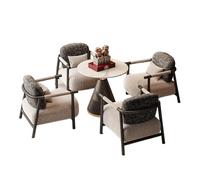 KIBONCY Mid-Century Modern Accent Chair, Traditional Chinese Style, Upholstered Linen Armchair with Solid Wood Frame for Living Room(C-70cm)