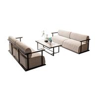 KIBONCY Mid-Century Modern Accent Chair, Traditional Chinese Style, Upholstered Linen Armchair with Solid Wood Frame for Living Room(F)