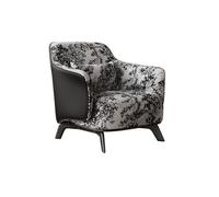 KIBONCY Mid-Century Modern Accent Chair with Bold Print Upholstery, Upholstered Single Sofa Faux Leather Armrests for Living Room & Lounge(C)