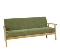 KIBONCY Mid Century Modern Accent Chair with Linen Fabric Loveseat Sofa, Couch pholstered Small for Living Room, Bedroom-158x61x70cm(1)