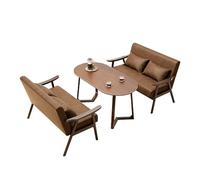 KIBONCY Mid Century Modern Accent Chair with Ottoman PU Leather Reading Arm Chairs Solid Wood Armrests and Legs for Bedroom Living Room(6)