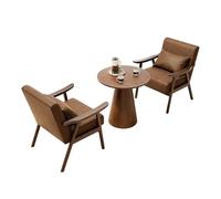 KIBONCY Mid Century Modern Accent Chair with Ottoman PU Leather Reading Arm Chairs Solid Wood Armrests and Legs for Bedroom Living Room(4)