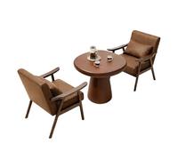 KIBONCY Mid Century Modern Accent Chair with Ottoman PU Leather Reading Arm Chairs Solid Wood Armrests and Legs for Bedroom Living Room(3)