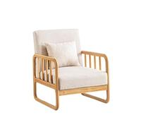 KIBONCY Mid-Century Modern Accent Chair with Solid Wood Frame, Linen Upholstered Armchair Comfortable for Living Room Office(C,130cm)