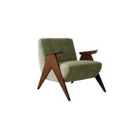 KIBONCY Mid Century Modern Accent Chair with Solid Wood Frame Upholstered Reading Armchair with Soft Linen Fabric,For Living Room, Bedroom,Office(E)